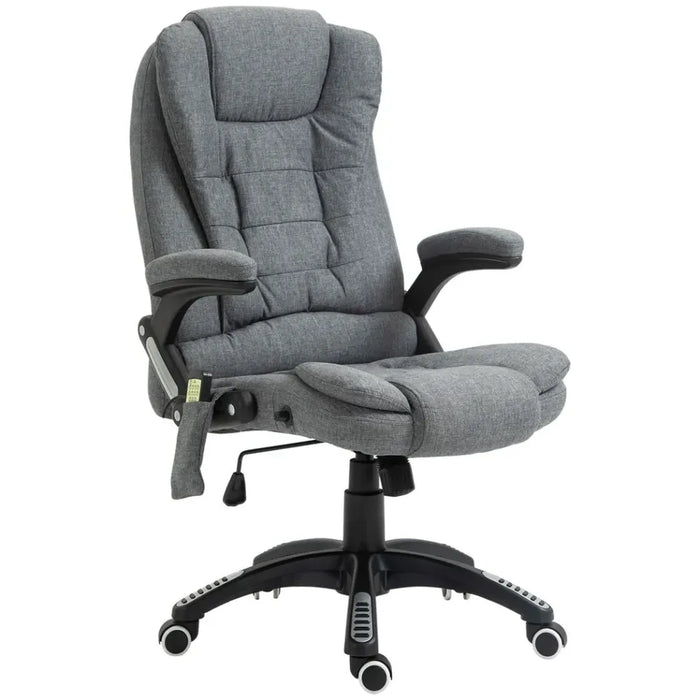 Executive Reclining Chair w/ Heating Massage Points Relaxing Headrest Grey