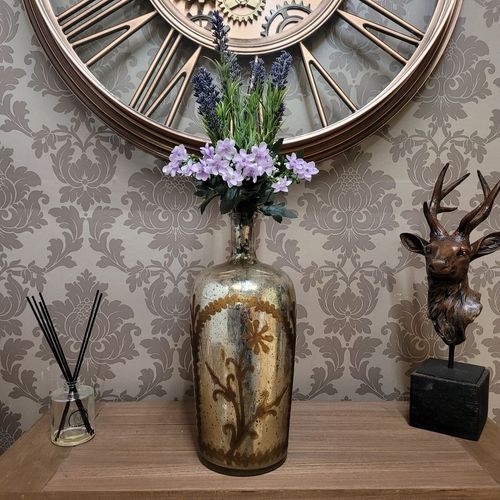 15" ANTIQUE SILVER GLASS DECORATIVE VASE