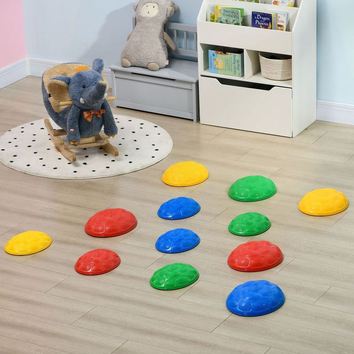 ZONEKIZ 8PCs Balance River Stones w/ Non-Slip Mats for Ages 3-8 Years