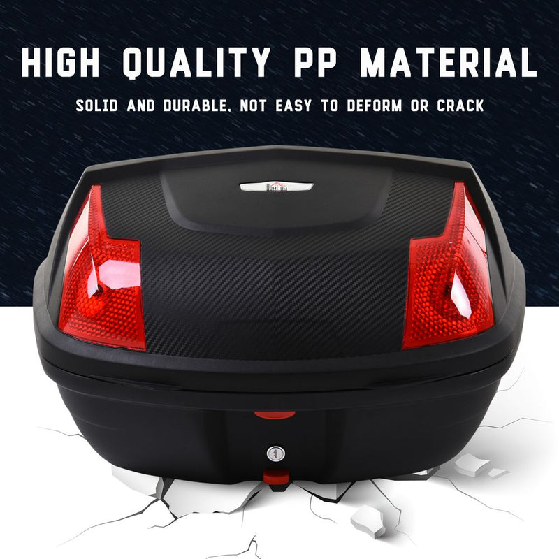HOMCOM 48L Motorcycle Trunk Travel Luggage Storage Box Motorbike Accessory Large Storage Space for 2 Half Helmet - Black