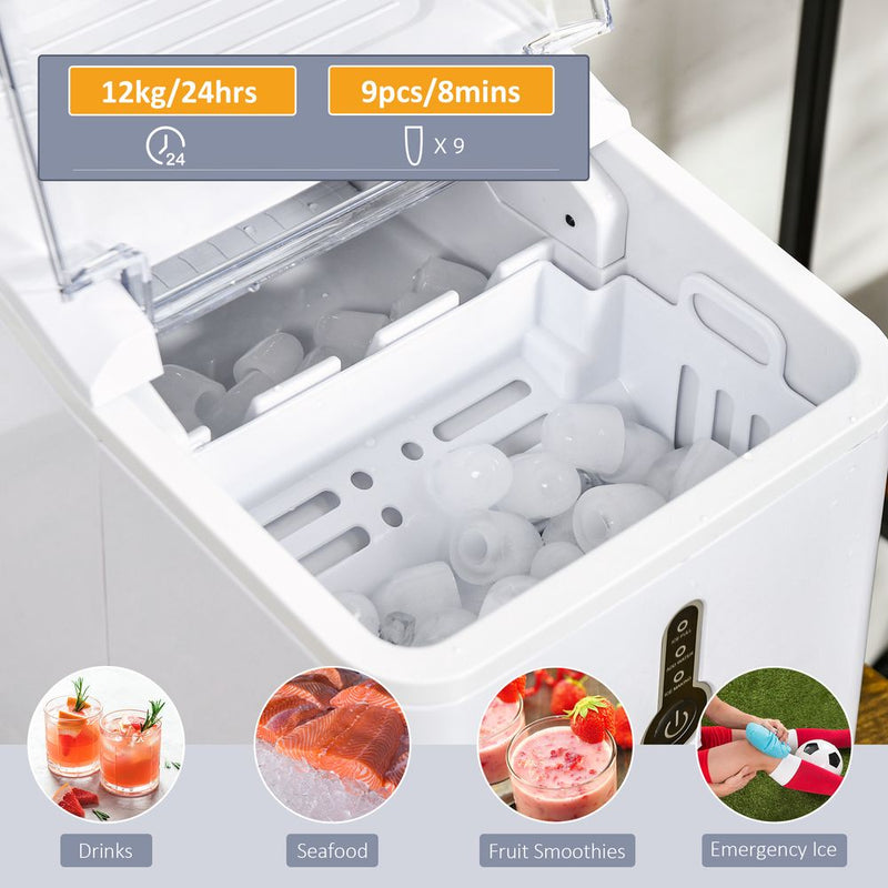 12kg Ice Maker Machine - Counter Top Home Drink Equipment - White - High Quality