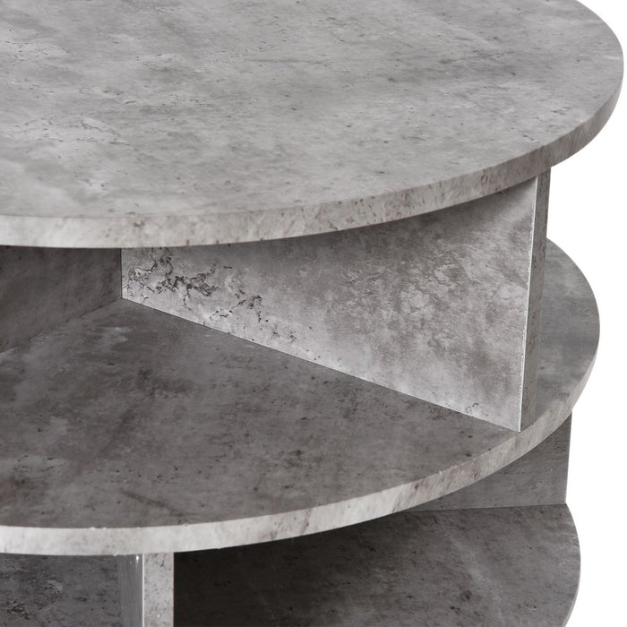 2-Tier Cement Coffee Table, 60x39.5H cm - Premium Quality