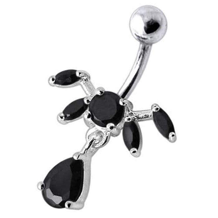 Fancy Dangling SS Bar Navel Ring Body Jewelry