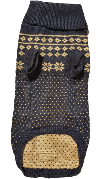 The Bailey Fair Isle - Gold on Blue - High Quality Dog Jumper