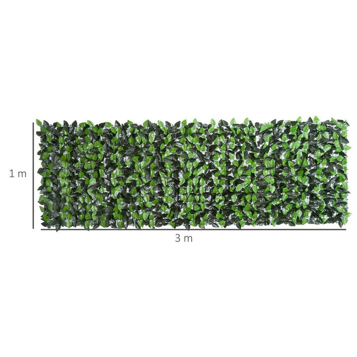 Outsunny Privacy Fence Panel | Artificial Leaf Hedge Screen | 3Mx1M | UV Stabilised PE | Easy to Install | Maintenance Free