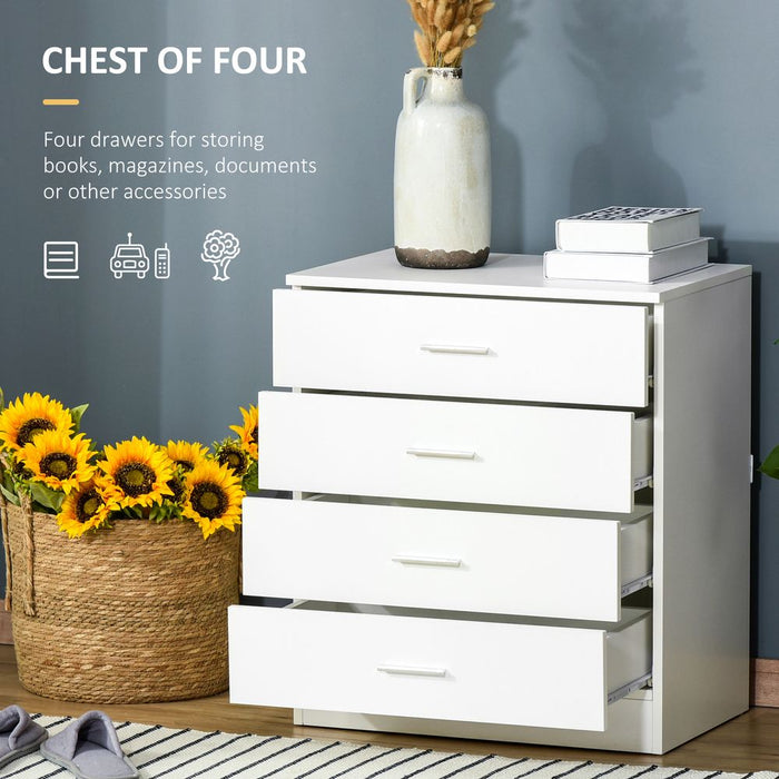 Vertical Drawer Chest | 4 Drawers w/ Metal Rails | Anti-Tip | High-Quality Storage Solution