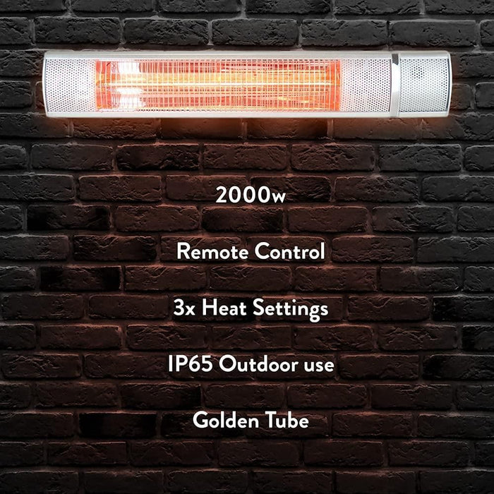 LLOYTRON Wall Mounted Patio Heater | Instant Warm Indoor/Outdoor | Energy-Saving | Waterproof | Remote Controlled