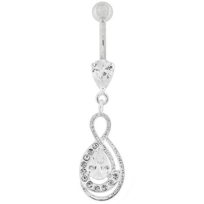 Tear Drop CZ with Fusion Infinity Dangling Belly Button Ring