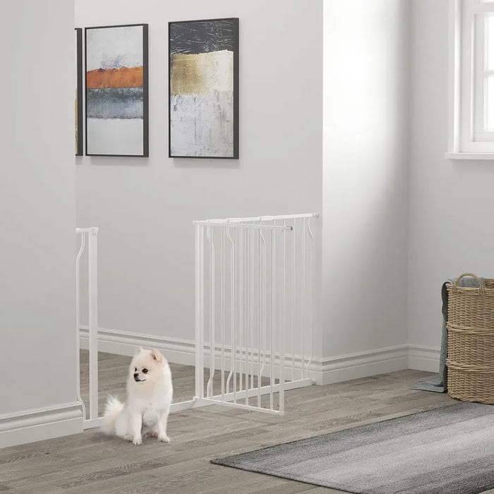 Pet Safety Gate Dog Barrier Dog Metal Pet Barrier, for Doorways - White