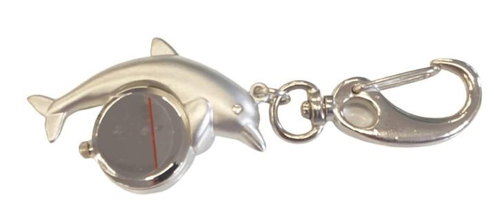 Dolphin Clock Keychain - Silver Alloy - Best Quality - CLEARANCE"