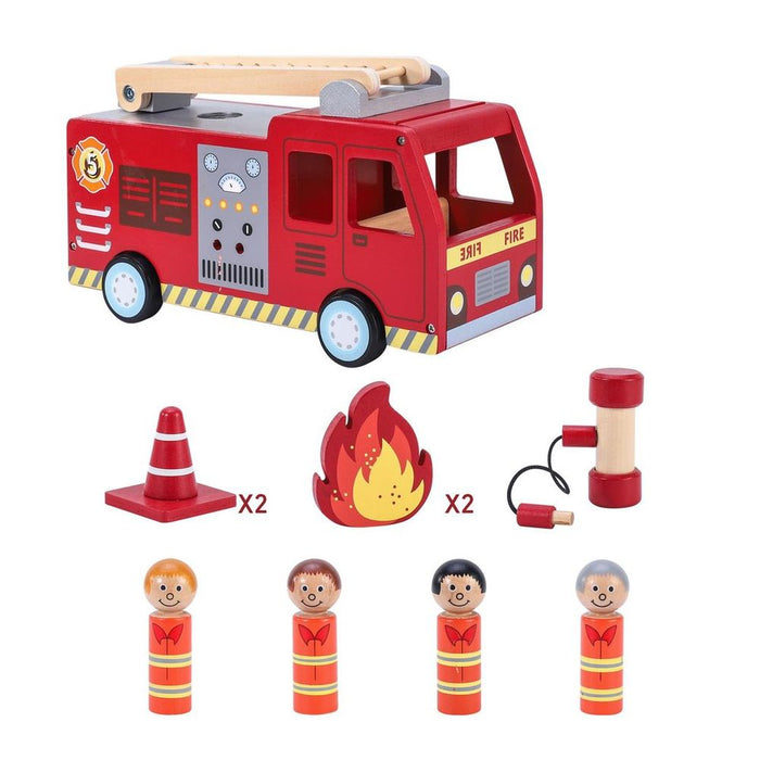 SOKA Wooden Fire Truck Playset - Hours of Active Fun - Certified Quality - Ideal Gift (80 characters)