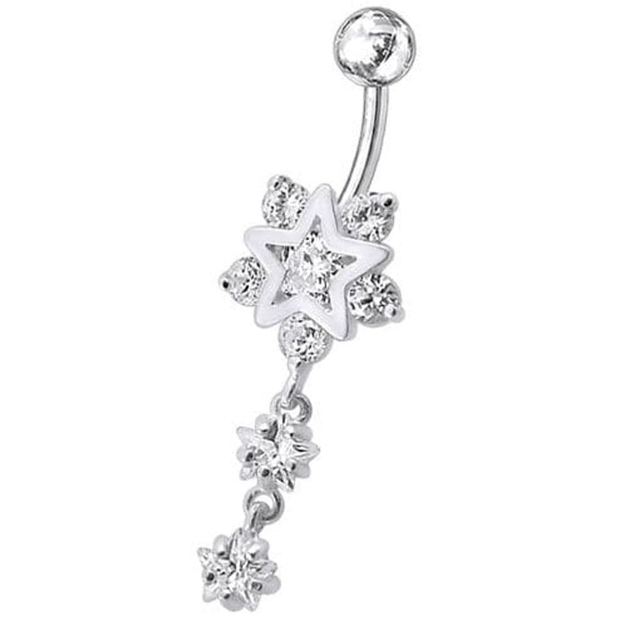 Fancy Jeweled Star Dangling Belly Ring