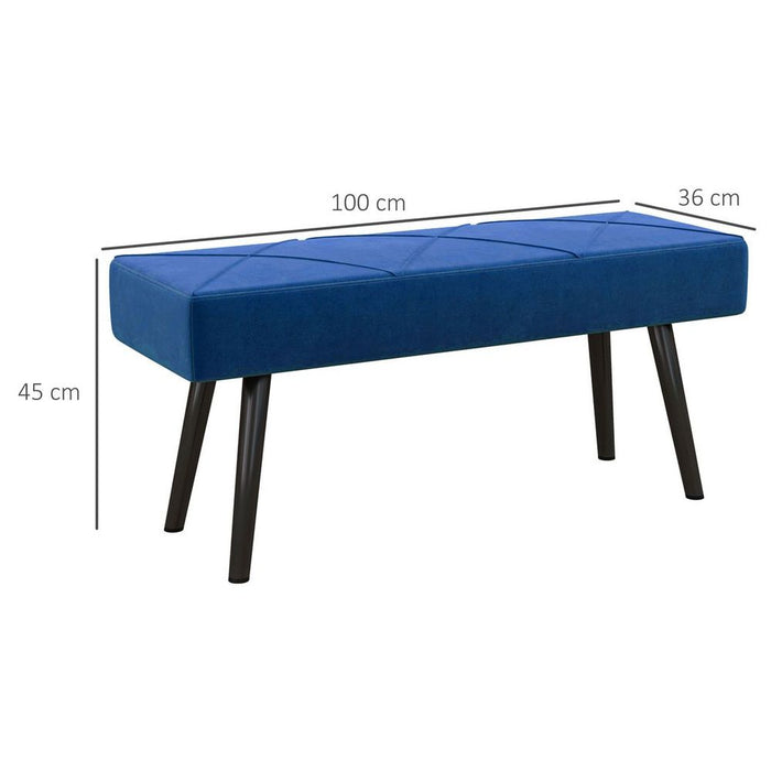 Luxury Velvet Bed Bench, Upholstered, Blue - HOMCOM