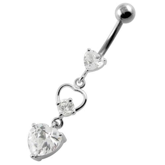 Jeweled Heart Cutout Navel Belly Piercing