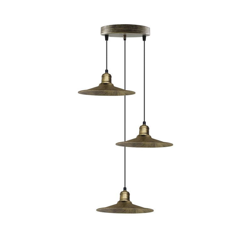 4 Head Vintage Industrial Brushed Brass Ceiling Pendant Easy Fit Light  Metal 22cm Ceiling Lighting Shade