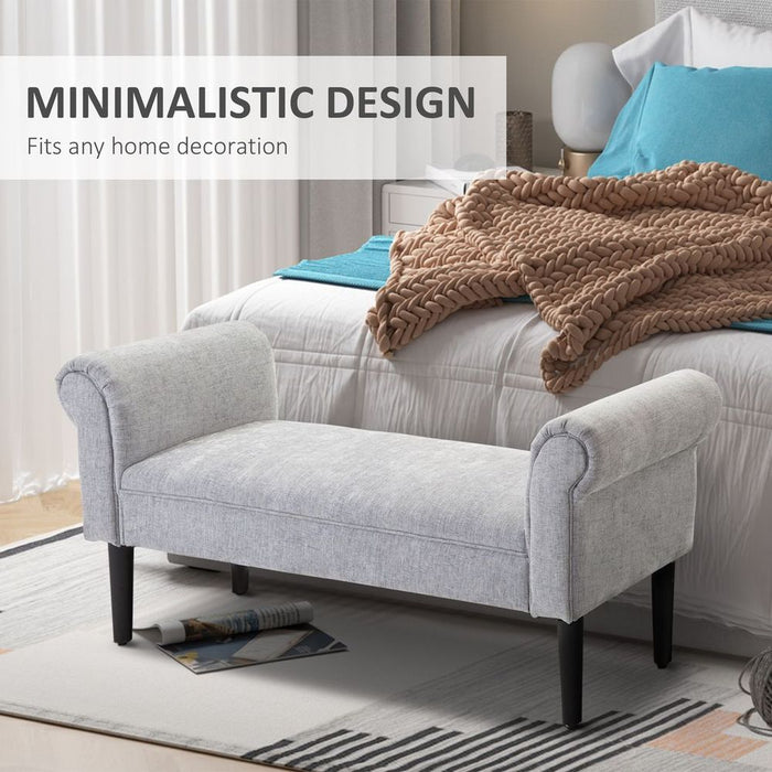 Elegant Rolled Arm Bench Bed End Ottoman Sofa - Stylish & Comfy - Durable Construction