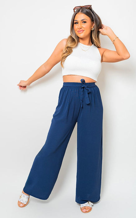 Lauryn Drawstring Waist Wide Leg Trouser: Chic & Comfortable Pants