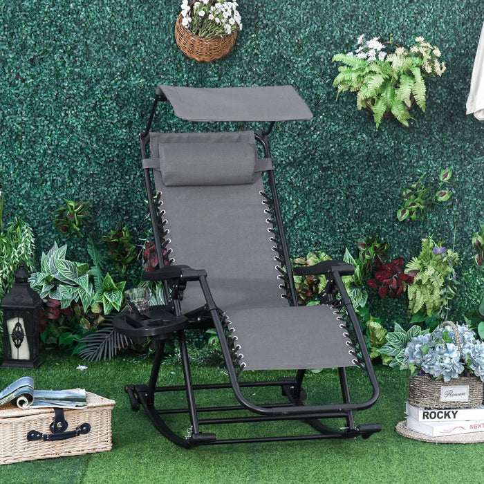 Folding Outdoor Lounge Rocker Chair | Zero-Gravity Seat | Durable & Lightweight