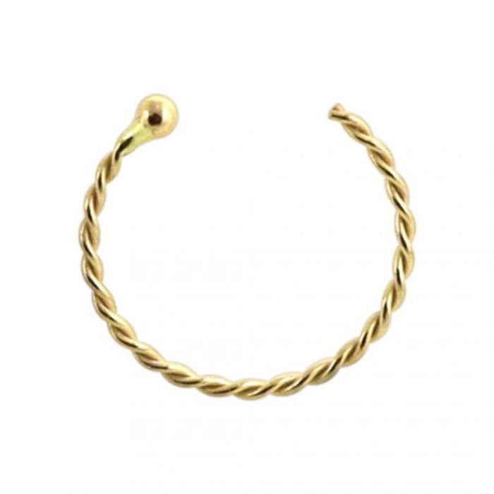 9ct Gold Twisted Open Hoop Nose Ring