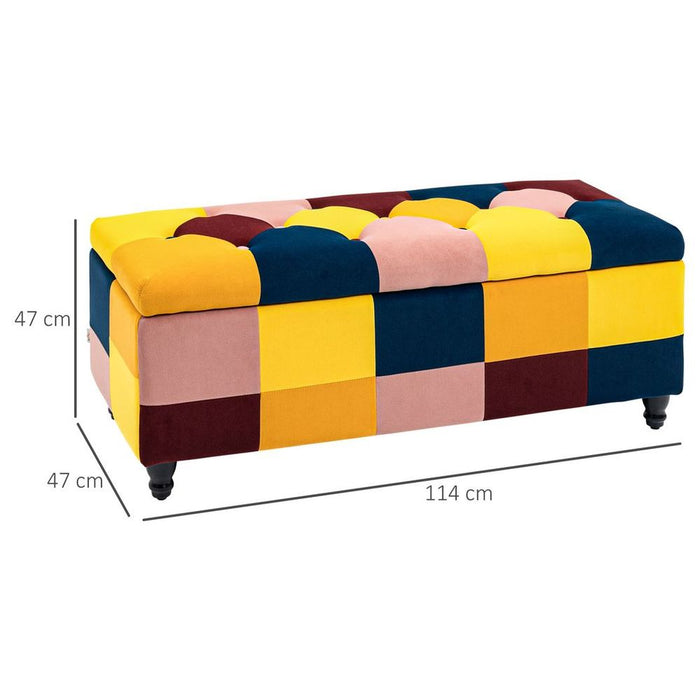 HOMCOM 114x47x47cm Velvet Storage Ottoman - Button-tufted Footstool Box for Stylish and Organized Home