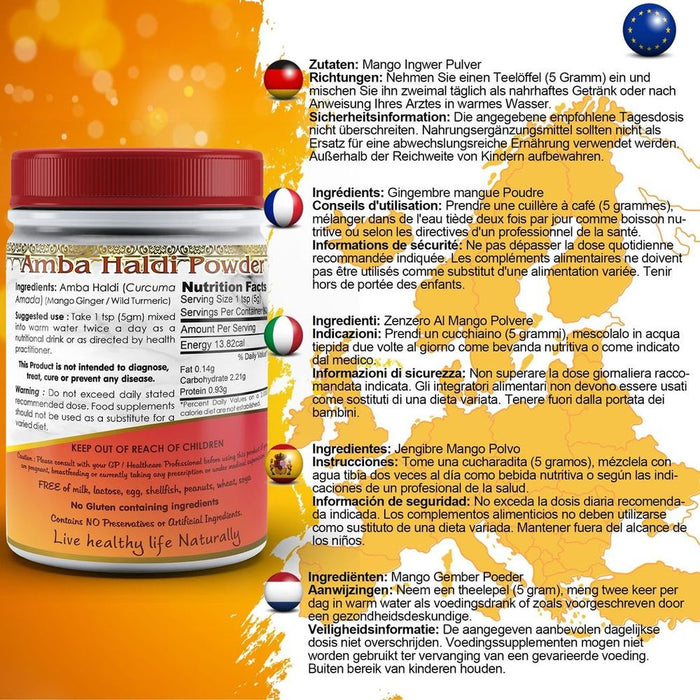 Premium Mango Ginger Powder - Pure & Powerful! Supports Skin Health, Boosts Immunity - 100% Natural.