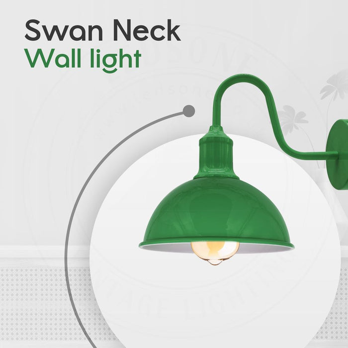 Modern Industrial Swan Neck Metal Arm E27 Sconce Wall Light Set Fixture