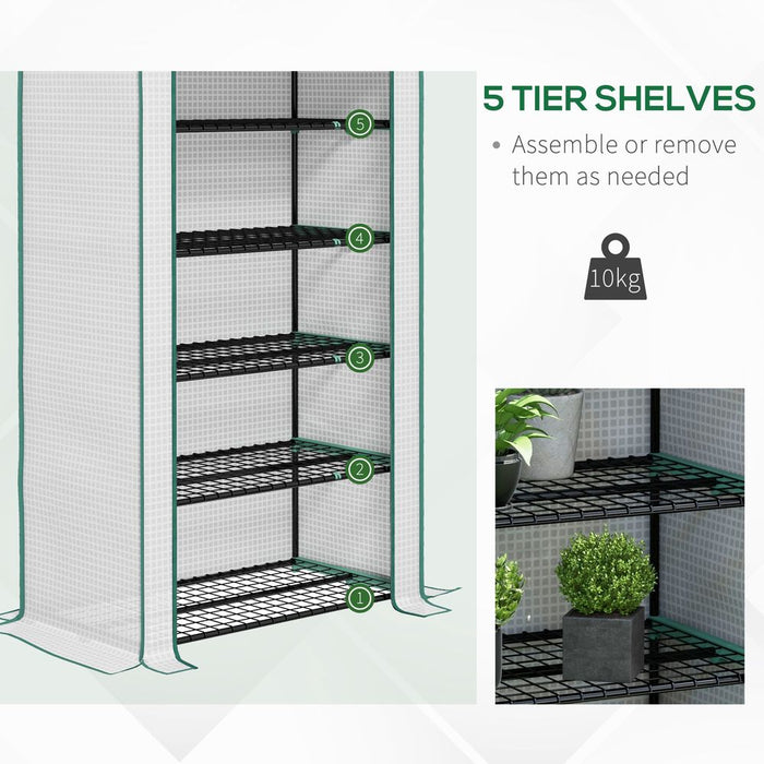 Premium Outsunny 5-Tier Mini Greenhouse: Widened Design, 193H x 90W x 49Dcm, White - Top Quality