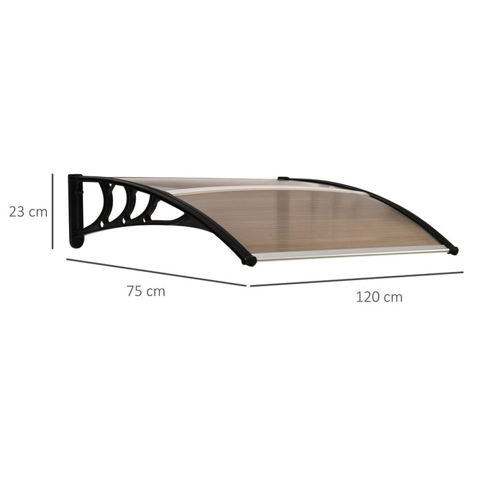 Durable Brown Polycarbonate Curved Awning - 75x120x23cm - Quality & Style