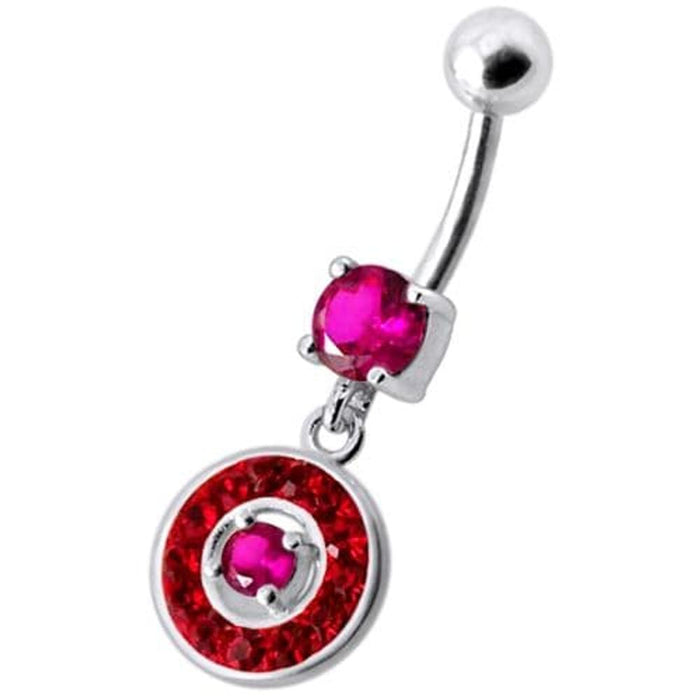 Fancy Round Multi Stone Studded Jeweled Dangling Belly Body Ring