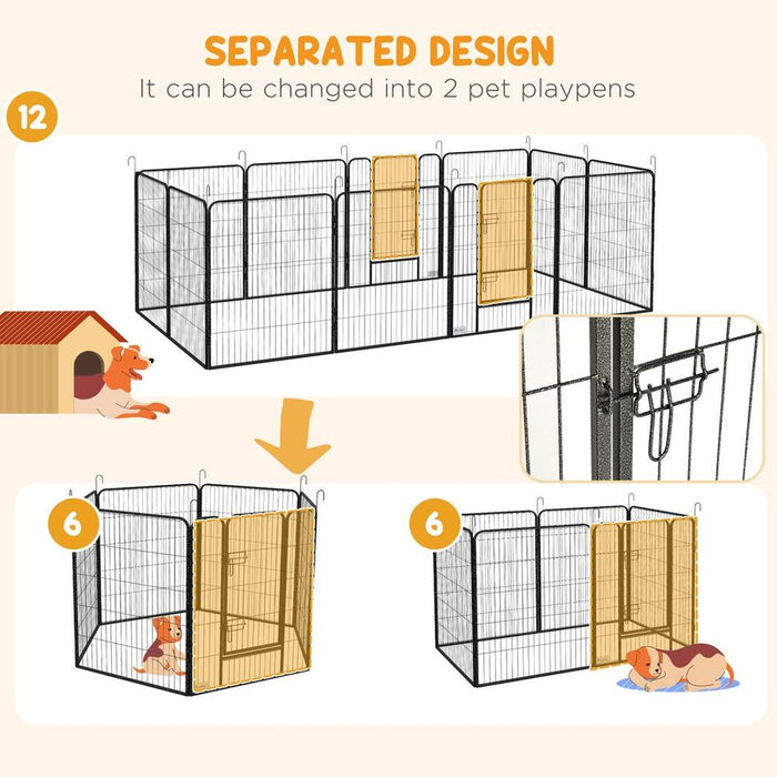 Durable 12-Panel Puppy Play Pen for Indoor/Outdoor Pet Exercise, High-Quality