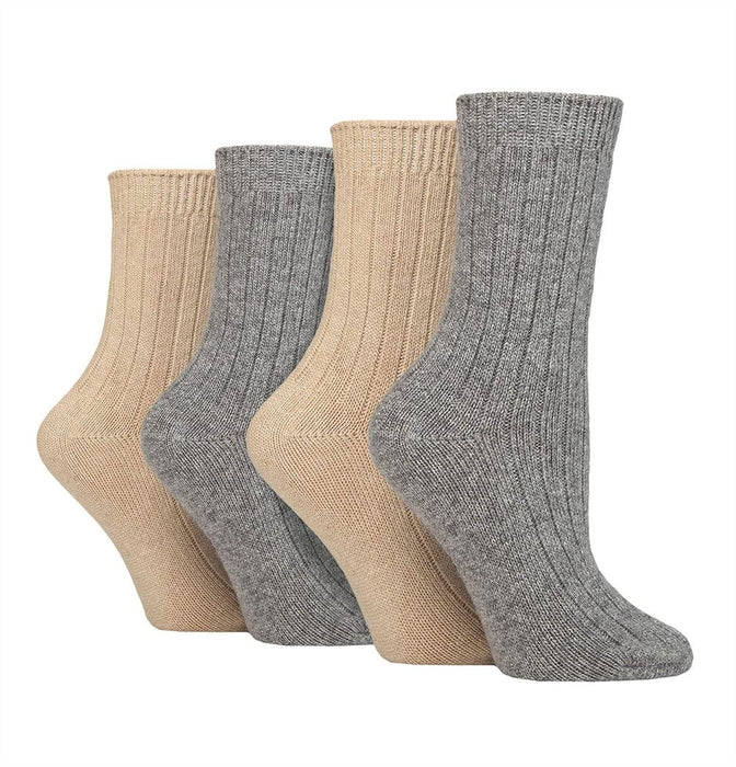 Wildfeet - Ladies 4 Pair Multi Pack Cashmere Bed Socks