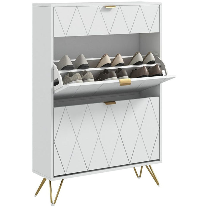 Shoe Storage Cabinet - White 76L x 24W x 117Hcm