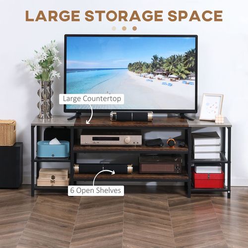 TV Unit Cabinet for TVs up to 65Inches with Shelves Brown and Grey HOMCOM