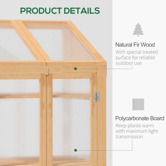 Outsunny 70x50x120cm Wooden Greenhouse, PC Semi Transparent, Brown - High Quality & Reliable