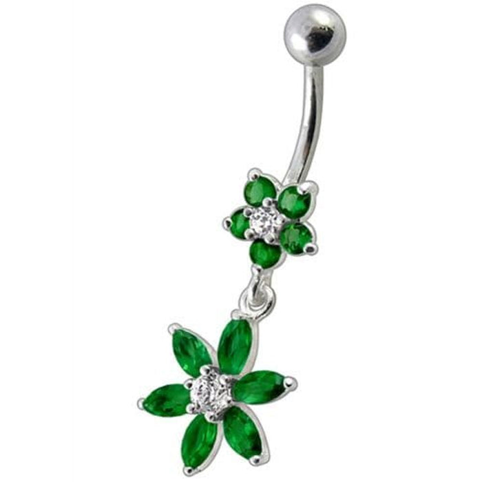 Fancy Flower Dangling Navel Ring