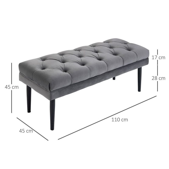 Bed End Bench Button Tufted Upholstered Window Seat for Living Room Grey