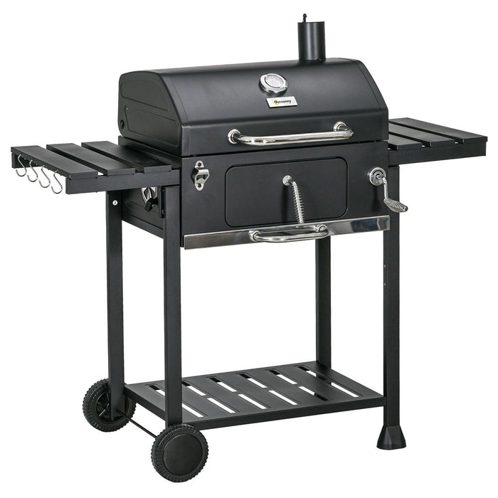 Premium Charcoal BBQ Grill Smoker Trolley - Shelves, Bottle Opener, Wheels - Best Quality & Versatility