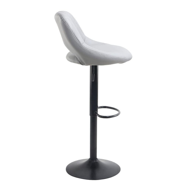 Premium Grey Faux Leather Barstool Set - Stylish & Sturdy with Adjustable Height & Matt Black Leg