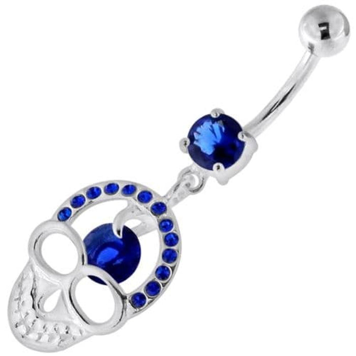 Jeweled Skull with center Stone Navel Belly Piercing