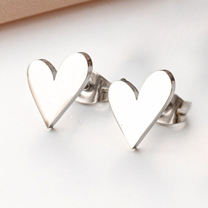 Tilted Heart Stud Earrings | Ideal Birthday or Christmas Gift