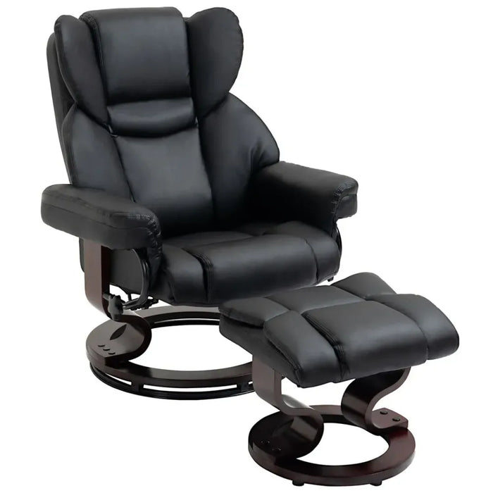 Padded PU Leather Manual Reclining Armchair Sofa Chair w/ Footstool Black