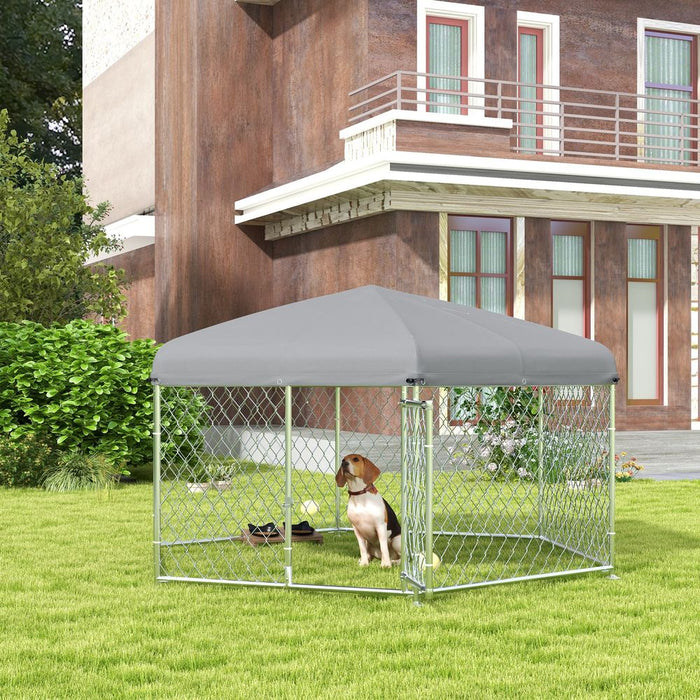 PawHut Outdoor Dog Kennel - Water-Resistant, UV-Resistant Roof, 2.1 x 1.85 x 1.5m