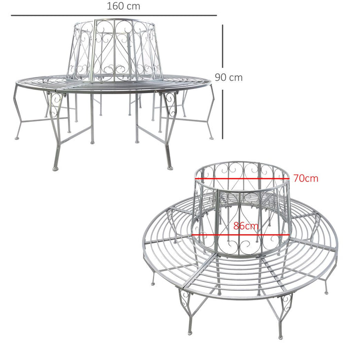 Outdoor Metal Round Tree Bench - 160cm Garden Chair, Patio Seat, High Quality