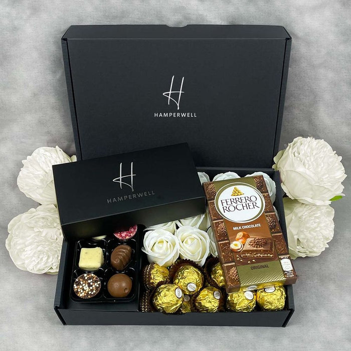 Ferrero Rocher Ultimate Gift Hamper With Ivory Roses