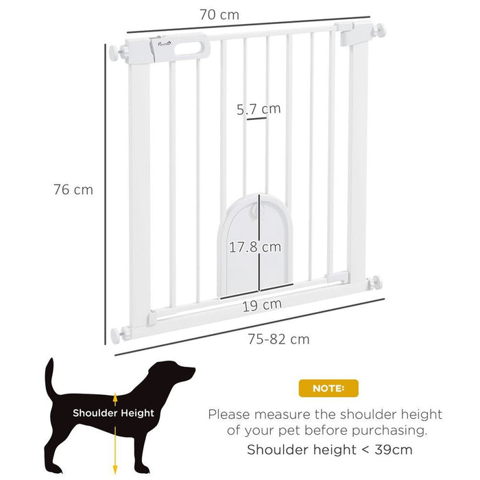 PawHut Pet Safety Gate: Pressure Fit Stair w/ Small Door - Double Locking - High Quality & Secure