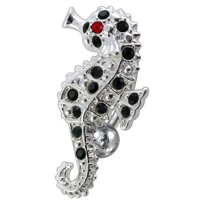 Fancy Jeweled Sea Horse Reverse Dangling Belly Ring