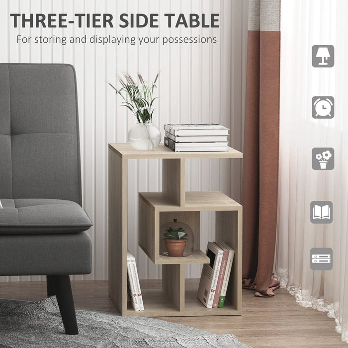 3-Tier Side End Table, 55H cm-Oak Colour