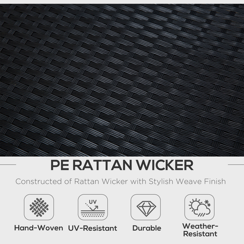 4-Seater Rattan Wicker Garden Patio Sofa Storage & Table Set Black