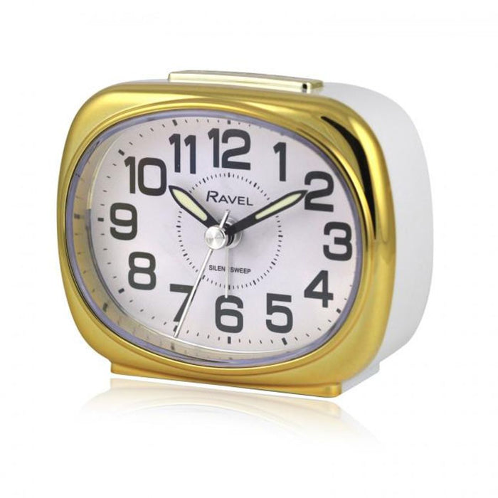 Ravel Bedside Quartz Alarm Clock - White/Gold RC040.42