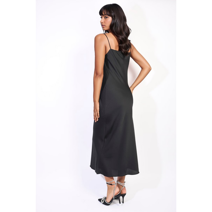 Elevate Your Look with our Cowl Neck Slim Fit Midi Dress!